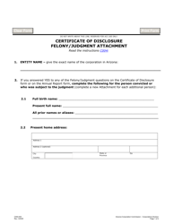 Document preview: Form C004.003 Certificate of Disclosure Felony/Judgment Attachment - Arizona