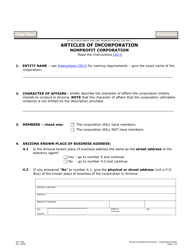 Form C011.004 &quot;Articles of Incorporation Nonprofit Corporation&quot; - Arizona