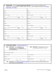 Form C011.004 Articles of Incorporation Nonprofit Corporation - Arizona, Page 2