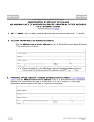 Document preview: Form C016.003 Corporation Statement of Change of Known Place of Business Address, Principal Office Address, or Statutory Agent - Arizona