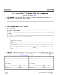 Form C026.003 Statement of Bankruptcy or Receivership - Arizona
