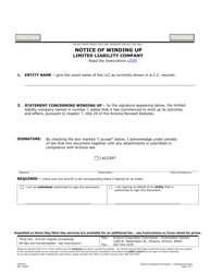 Document preview: Form L035.001 Notice of Winding up Limited Liability Company - Arizona