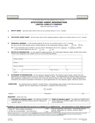 Document preview: Form L032.004 Statutory Agent Resignation Limited Liability Company - Arizona