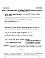 Document preview: Form M004.002 Expedite or Same Day/Next Day Service for Pending Document Request - Arizona