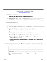 Form M090.004 Statement of Domestication - Arizona