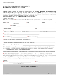 Form DP-25 &quot;Application for a Private Applicator's Restricted Use Pesticide License&quot; - Arkansas