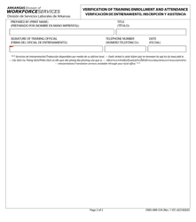 Form DWS-ARK-534 Verification of Training Enrollment and Attendance - Arkansas (English/Spanish), Page 2