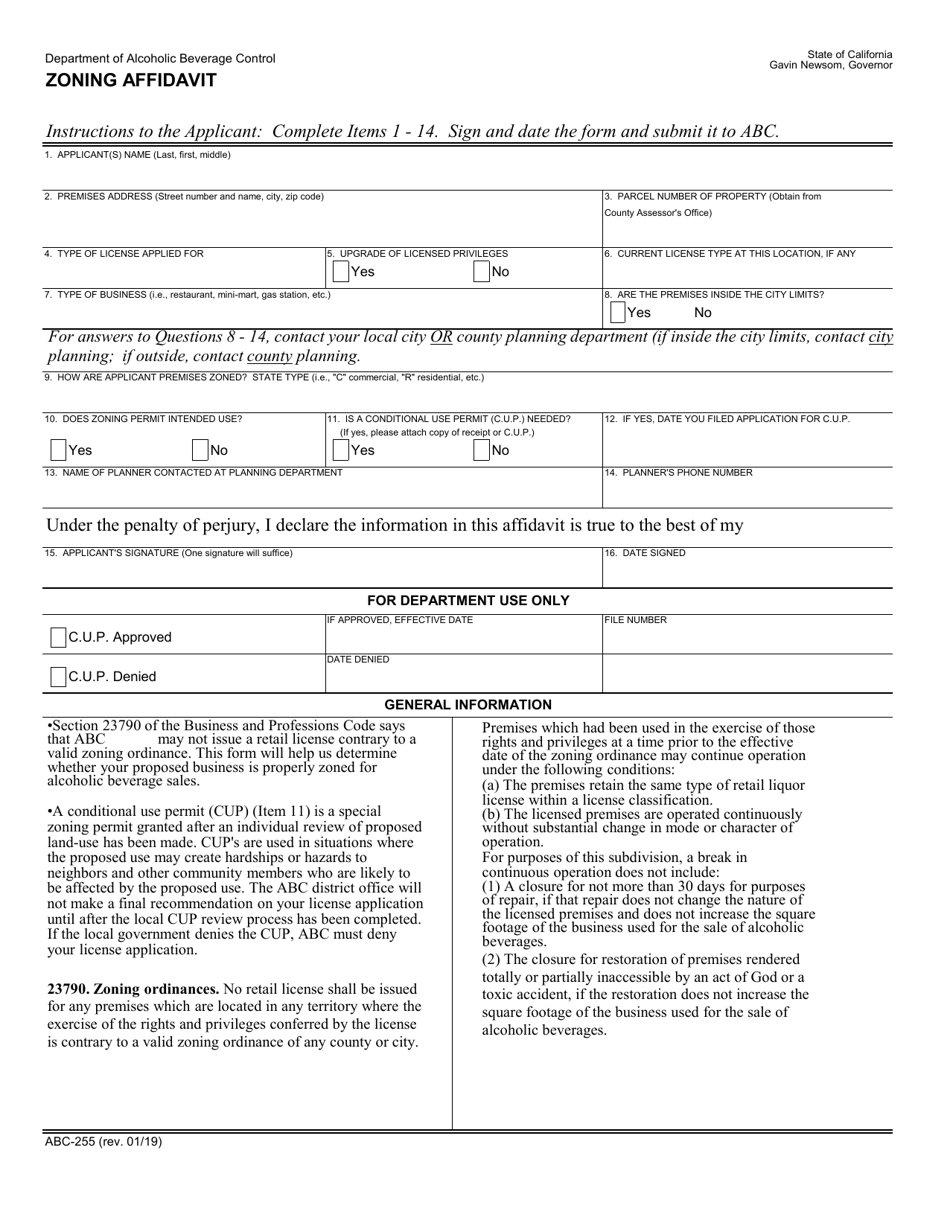 Form Abc 255 Fill Out Sign Online And Download Fillable Pdf