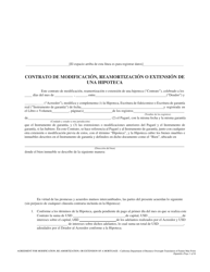 Contrato De Modificacion, Reamortizacion O Extension De Una Hipoteca - California (Spanish)