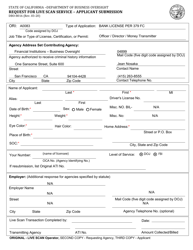 Form DBO-8016 Request for Live Scan Service - Applicant Submission - California