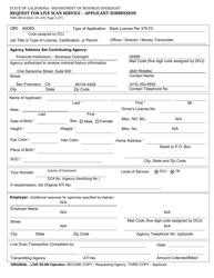 Form DBO-8016 Request for Live Scan Service - Applicant Submission - California, Page 2