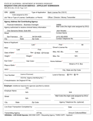 Form DBO-8016 Request for Live Scan Service - Applicant Submission - California, Page 3