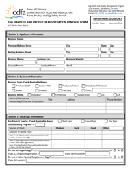 Form 517-004B Egg Handler and Producer Registration Renewal Form - California