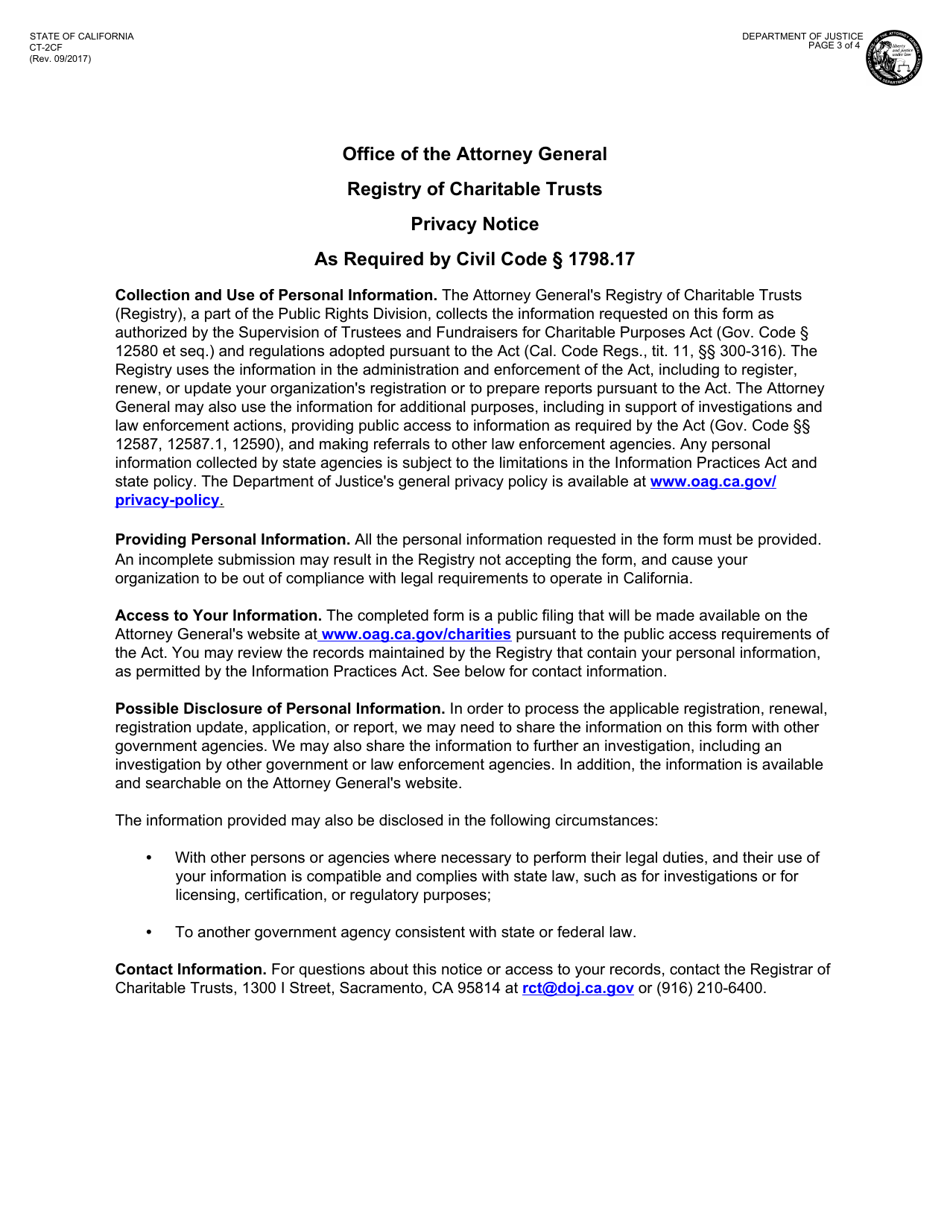 Form CT-2CF Annual Financial Report - Commercial Fundraisers - California, Page 3