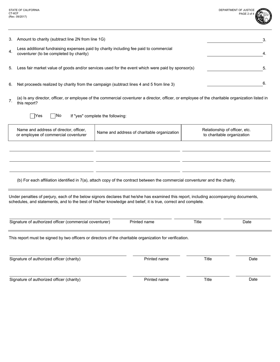 Form CT-6CF Commercial Coventurer for Charitable Purposes Annual Financial Report - California, Page 2