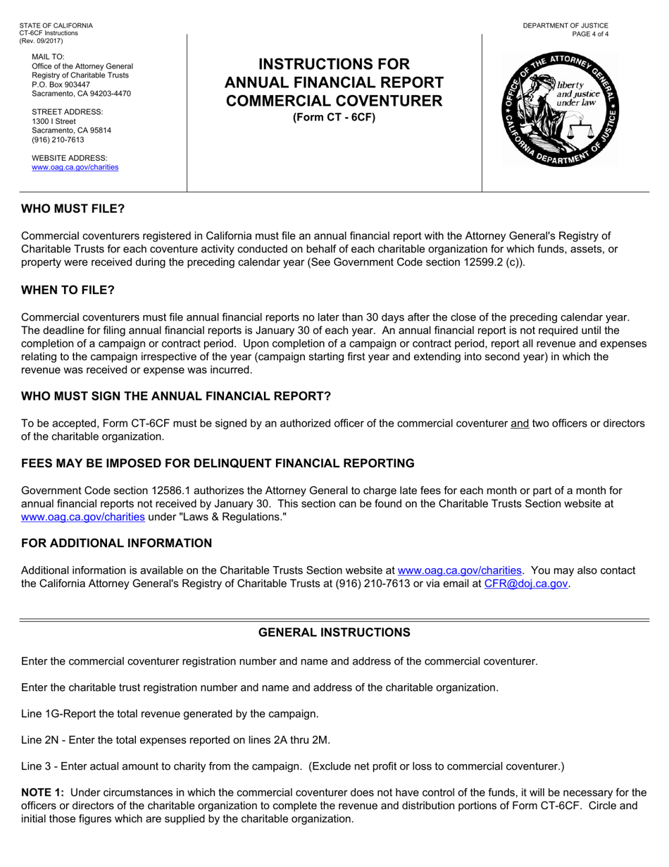 Form CT-6CF Commercial Coventurer for Charitable Purposes Annual Financial Report - California, Page 4