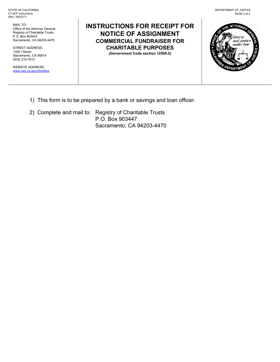 Form CT-9CF Commercial Fundraisers Receipt for Notice of Assessment in Lieu of Surety Bond - California, Page 3