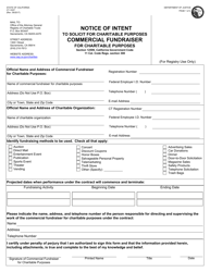 Form CT-10CF Notice of Intent to Solicit for Charitable Purposes - Commercial Fundraiser - California