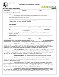 Document preview: Form JUS8805 Seller of Travel Surety Bond - California