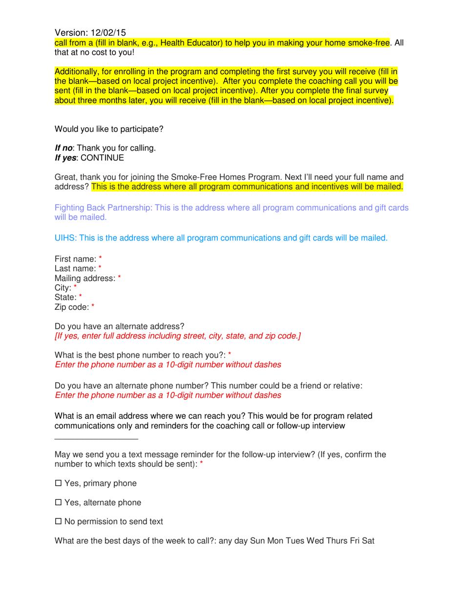 Recruitment Script  Eligibility Screener - California, Page 3