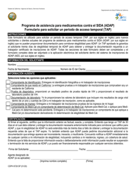 Document preview: Formulario CDPH8728SP Programa De Asistencia Para Medicamentos Contra El Sida (Adap) Formulario Para Solicitar Un Periodo De Acceso Temporal (Tap) - California (Spanish)