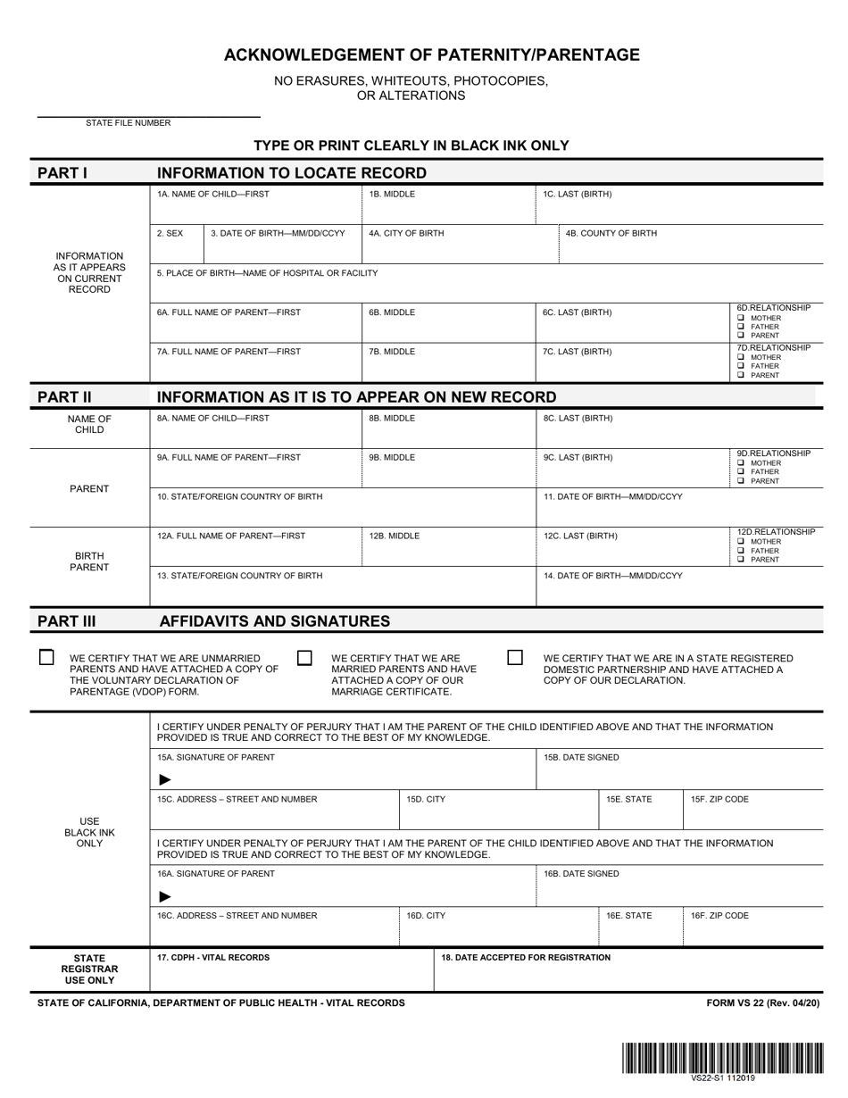form-vs22-download-fillable-pdf-or-fill-online-acknowledgement-of