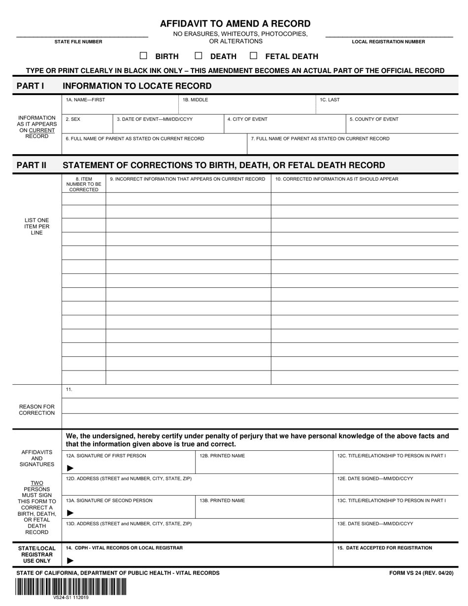 South Carolina Affidavit To Amend A Birth Certificate Printable Form 