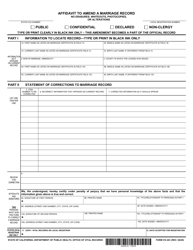 Document preview: Form VS24C Affidavit to Amend a Marriage Record - California