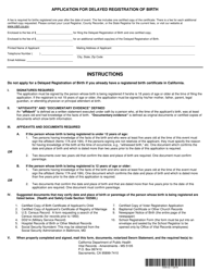 Form VS85 Delayed Registration of Birth - California, Page 2