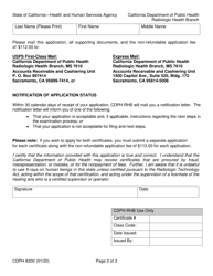 Form CDPH8200 Radiologic Technology Certificate Application - California, Page 2
