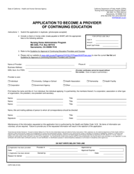 Document preview: Form CDPH508 Application to Become a Provider of Continuing Education - California