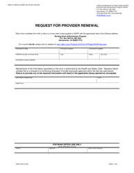 Form CDPH522 &quot;Request for Provider Renewal&quot; - California