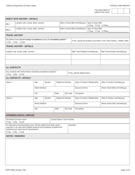 Form CDPH8580 Typhus and Other Non-spotted Fever Rickettsioses Case Report - California, Page 4