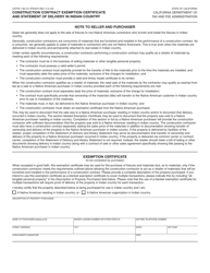 Document preview: Form CDTFA-146-CC Construction Contract Exemption Certificate and Statement of Delivery in Indian Country - California