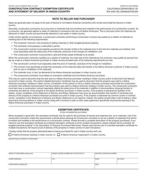Form CDTFA-146-CC  Printable Pdf