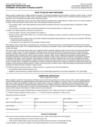 Form CDTFA-146-RES &quot;Exemption Certificate and Statement of Delivery in Indian Country&quot; - California