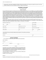 Form CDTFA-146-TSG Exemption Certificate - Property Used in Tribal Self-governance and Statement of Delivery - California, Page 2