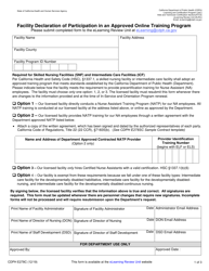 Document preview: Form CDPH E278C Facility Declaration of Participation in an Approved Online Training Program - California