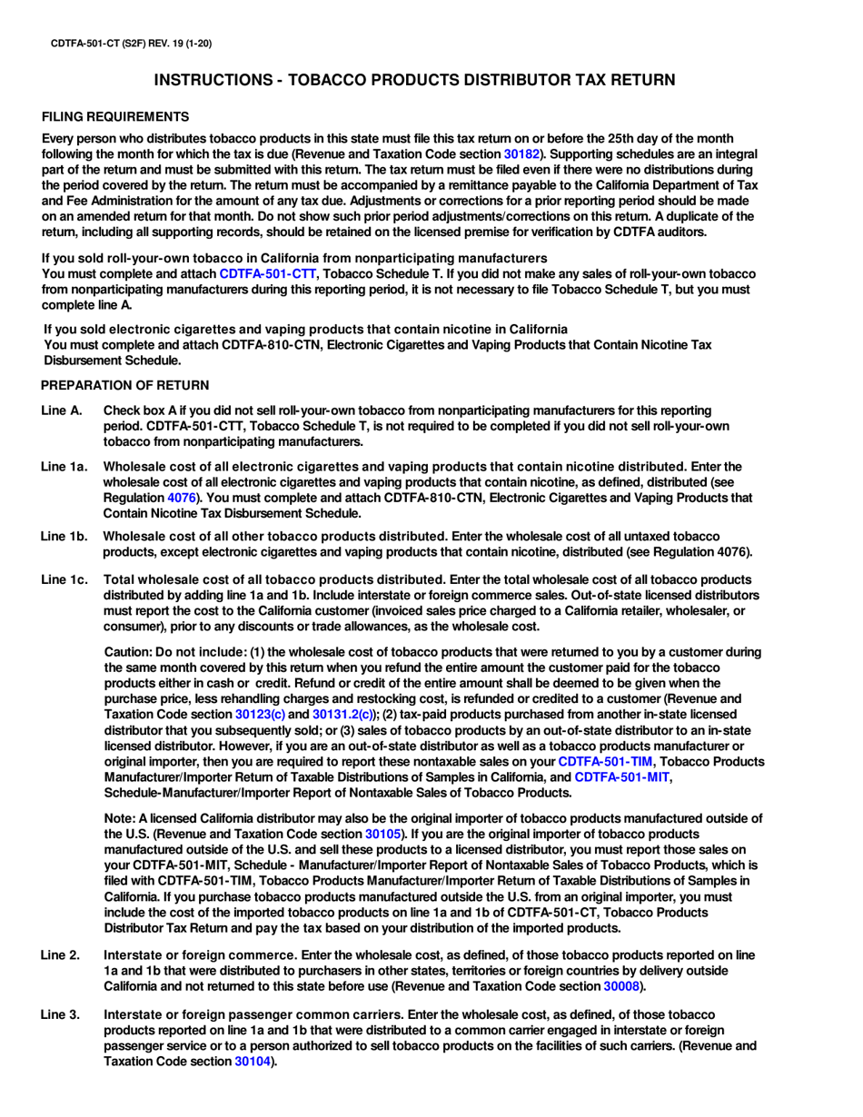 Form CDTFA-501-CT Tobacco Products Distributor Tax Return - California, Page 3
