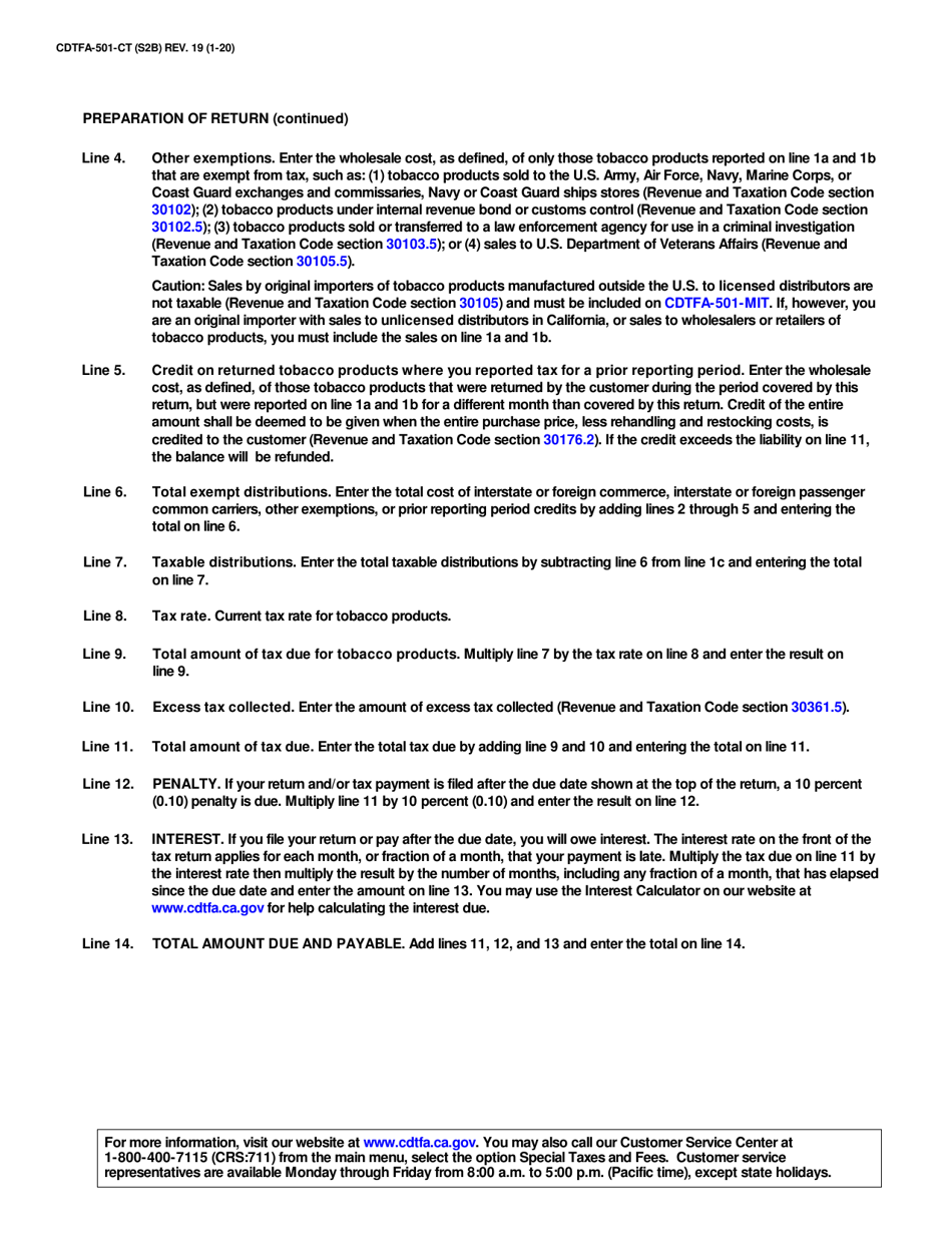 Form CDTFA-501-CT Tobacco Products Distributor Tax Return - California, Page 4