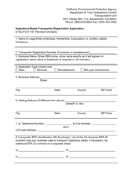 DTSC Form 187 &quot;Hazardous Waste Transporter Registration Application&quot; - California