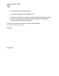 Provisional Inspection Violation Score Dispute Document Extension Request - California, Page 2