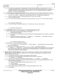 Form FL-170 Declaration for Default or Uncontested Dissolution or Legal Separation (Family Law) - California, Page 2