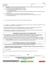 Form FL-170 Declaration for Default or Uncontested Dissolution or Legal Separation (Family Law) - California, Page 3