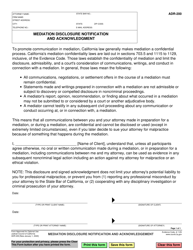 Document preview: Form ADR-200 Mediation Disclosure Notification and Acknowledgement - California