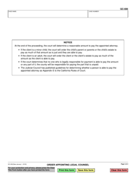 Form GC-006 Order Appointing Legal Counsel - California, Page 2