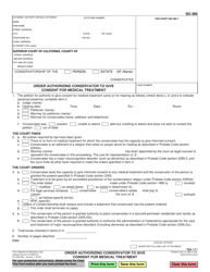 Document preview: Form GC-385 Order Authorizing Conservator to Give Consent for Medical Treatment - California