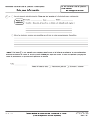 Formulario APP-016 (FW-016) Orden Sobre La Exencion De Cuotas De La Corte (Corte De Apelacion O Corte Suprema) - California (Spanish), Page 2