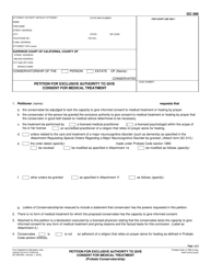 Document preview: Form GC-380 Petition for Exclusive Authority to Give Consent for Medical Treatment - California