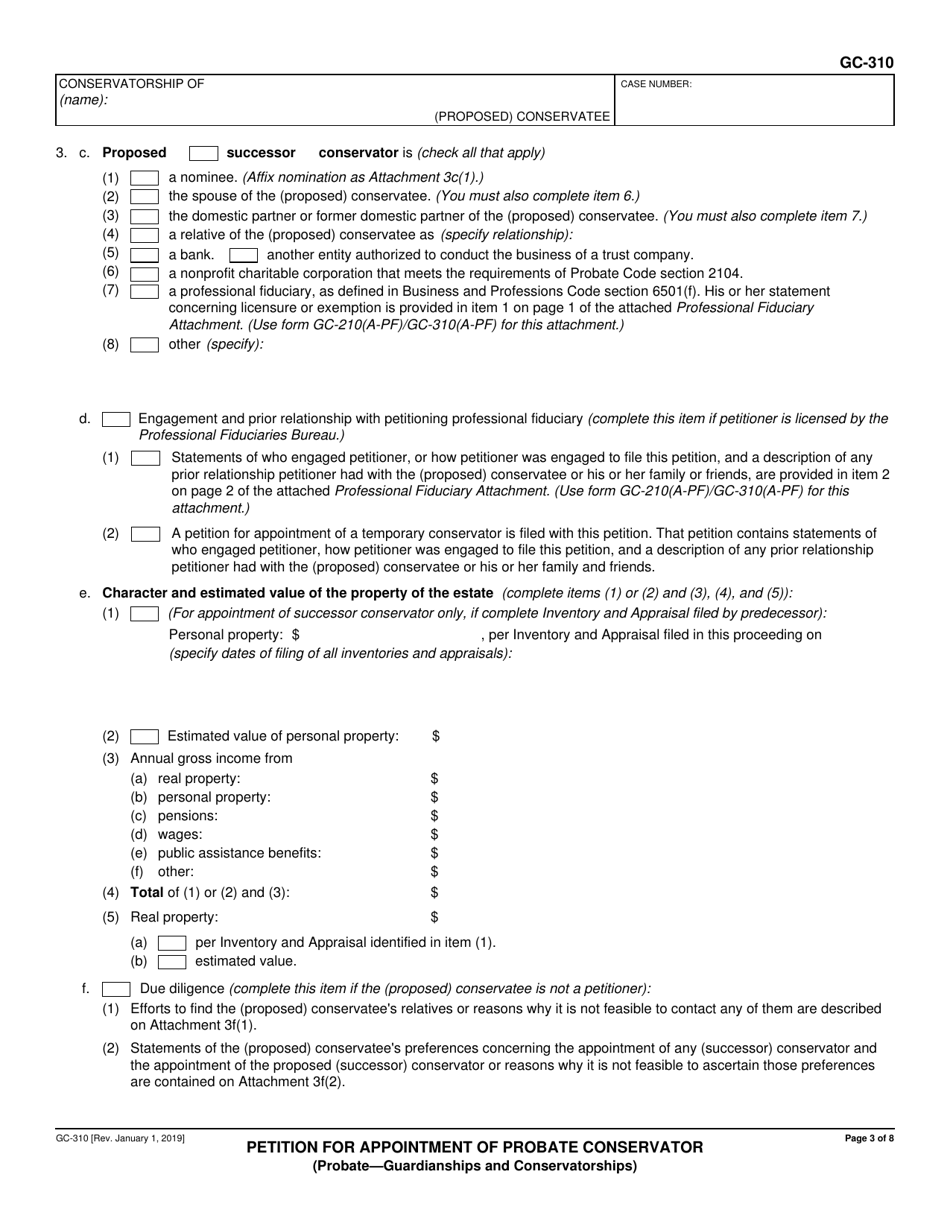Form GC-310 Petition for Appointment of Probate Conservator - California, Page 3